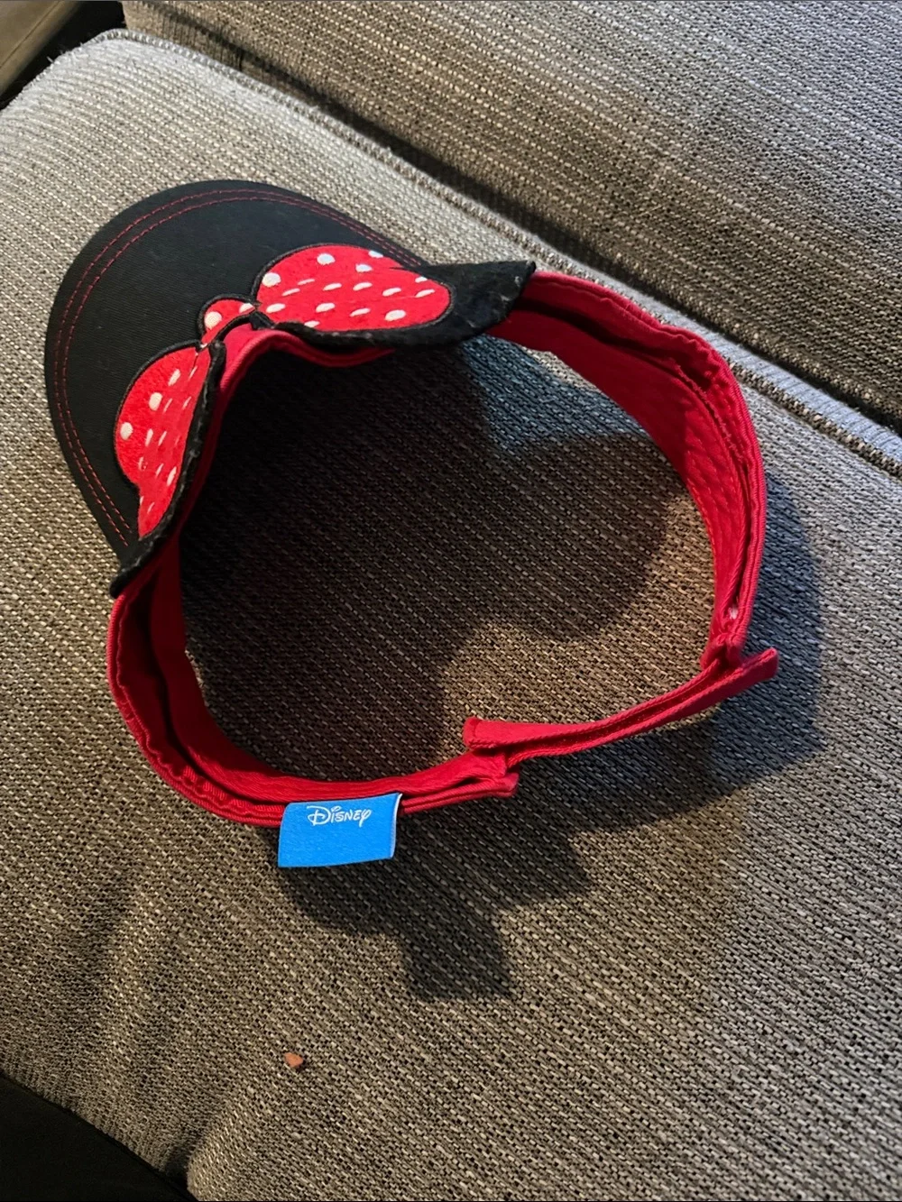 Disney Parks Authentic Minnie Mouse Sun Visor Hat Cap Bow Adjustable